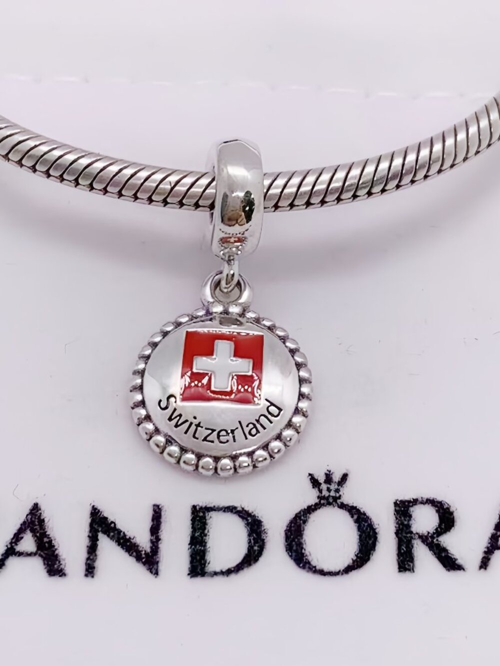 Pandora Switzerland Flag Dangle Charm S925 Silver with box
